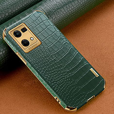 Custodia Lusso Pelle Cover per Oppo Reno7 4G Verde