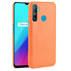 Custodia Lusso Pelle Cover per Realme C3 Arancione