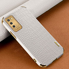 Custodia Lusso Pelle Cover per Samsung Galaxy A02s Bianco