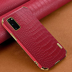 Custodia Lusso Pelle Cover per Samsung Galaxy S20 5G Rosso