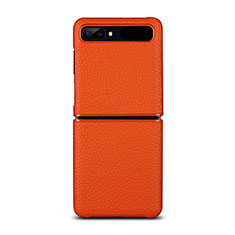 Custodia Lusso Pelle Cover per Samsung Galaxy Z Flip 5G Arancione