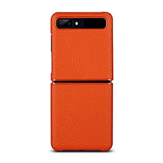 Custodia Lusso Pelle Cover per Samsung Galaxy Z Flip Arancione