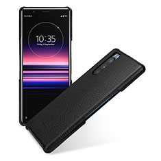 Custodia Lusso Pelle Cover per Sony Xperia 5 Nero