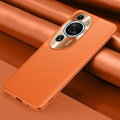 Custodia Lusso Pelle Cover QK1 per Huawei P60 Art Arancione