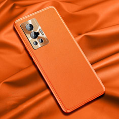 Custodia Lusso Pelle Cover QK1 per Vivo X70 Pro 5G Arancione