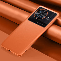 Custodia Lusso Pelle Cover QK1 per Vivo X80 5G Arancione