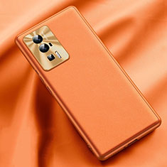 Custodia Lusso Pelle Cover QK1 per Xiaomi Poco F5 Pro 5G Arancione