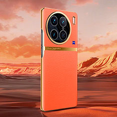Custodia Lusso Pelle Cover QK2 per Vivo X90 Pro 5G Arancione