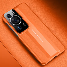 Custodia Lusso Pelle Cover QK3 per Huawei P60 Pro Arancione