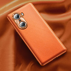 Custodia Lusso Pelle Cover QK4 per Huawei Honor 60 Pro 5G Arancione