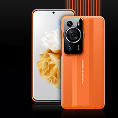 Custodia Lusso Pelle Cover QK5 per Huawei P60 Pro Arancione