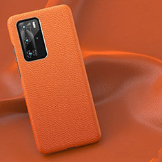 Custodia Lusso Pelle Cover R01 per Huawei P40 Pro Arancione
