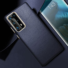 Custodia Lusso Pelle Cover R01 per Huawei P40 Pro+ Plus Blu