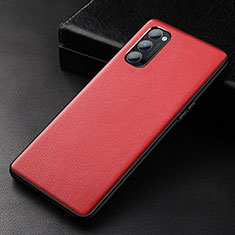 Custodia Lusso Pelle Cover R01 per Oppo Reno4 5G Rosso