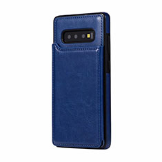 Custodia Lusso Pelle Cover R01 per Samsung Galaxy S10 Plus Blu