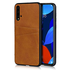 Custodia Lusso Pelle Cover R02 per Huawei Nova 5 Arancione