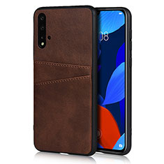 Custodia Lusso Pelle Cover R02 per Huawei Nova 5 Pro Marrone