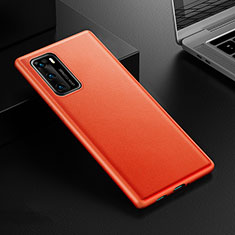 Custodia Lusso Pelle Cover R02 per Huawei P40 Arancione