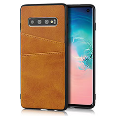 Custodia Lusso Pelle Cover R02 per Samsung Galaxy S10 5G Arancione