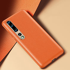 Custodia Lusso Pelle Cover R02 per Xiaomi Mi 10 Arancione