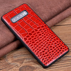 Custodia Lusso Pelle Cover R03 per Samsung Galaxy S10 Plus Rosso