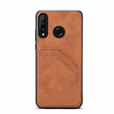 Custodia Lusso Pelle Cover R04 per Huawei P30 Lite Arancione