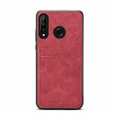 Custodia Lusso Pelle Cover R04 per Huawei P30 Lite Rosso