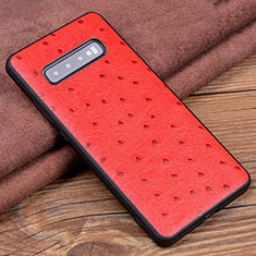 Custodia Lusso Pelle Cover R04 per Samsung Galaxy S10 Plus Rosso