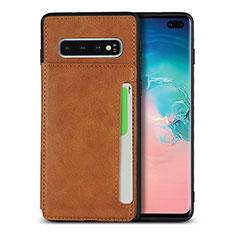 Custodia Lusso Pelle Cover R05 per Samsung Galaxy S10 Plus Arancione