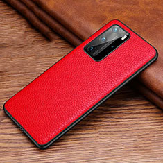 Custodia Lusso Pelle Cover R06 per Huawei P40 Pro Rosso