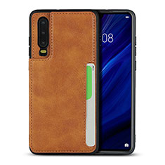 Custodia Lusso Pelle Cover R08 per Huawei P30 Arancione