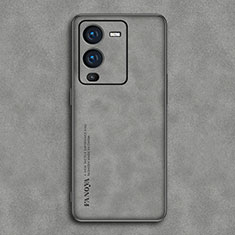 Custodia Lusso Pelle Cover S01 per Vivo V25 Pro 5G Grigio