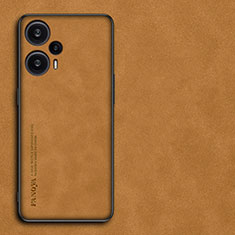 Custodia Lusso Pelle Cover S01 per Xiaomi Poco F5 5G Arancione