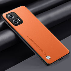 Custodia Lusso Pelle Cover S01 per Xiaomi Redmi Note 11T Pro 5G Arancione