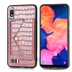 Custodia Lusso Pelle Cover S01D per Samsung Galaxy A10 Oro Rosa