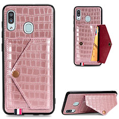 Custodia Lusso Pelle Cover S01D per Samsung Galaxy M10S Oro Rosa