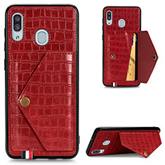 Custodia Lusso Pelle Cover S01D per Samsung Galaxy M10S Rosso