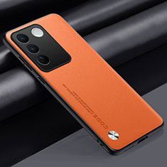 Custodia Lusso Pelle Cover S02 per Vivo V27 Pro 5G Arancione