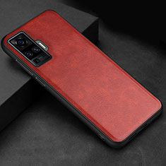 Custodia Lusso Pelle Cover S02 per Vivo X50 Pro 5G Rosso