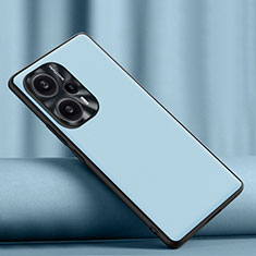 Custodia Lusso Pelle Cover S02 per Xiaomi Poco F5 5G Azzurro