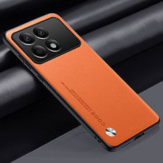 Custodia Lusso Pelle Cover S02 per Xiaomi Redmi K70 5G Arancione