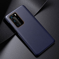 Custodia Lusso Pelle Cover S03 per Huawei P40 Pro Blu