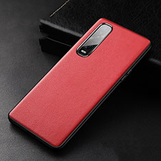 Custodia Lusso Pelle Cover S04 per Oppo Find X2 Pro Rosso