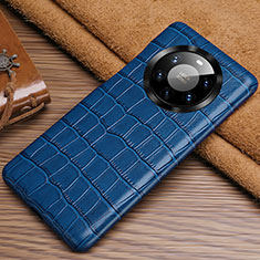 Custodia Lusso Pelle Cover ST3 per Huawei Mate 40 Pro+ Plus Blu