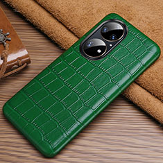 Custodia Lusso Pelle Cover ST3 per Huawei P50 Pro Verde