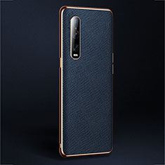 Custodia Lusso Pelle Cover U02 per Oppo Find X2 Pro Blu