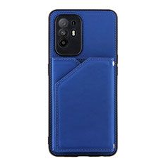 Custodia Lusso Pelle Cover Y01B per Oppo F19 Pro+ Plus 5G Blu