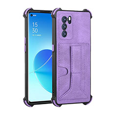 Custodia Lusso Pelle Cover Y01B per Oppo Reno6 Pro 5G India Viola