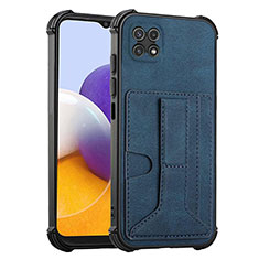 Custodia Lusso Pelle Cover Y01B per Samsung Galaxy F42 5G Blu