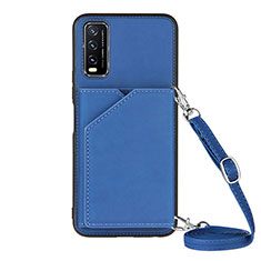 Custodia Lusso Pelle Cover Y01B per Vivo Y12s Blu